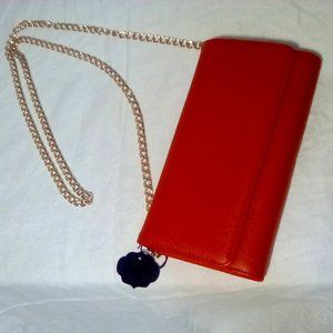 Women's brick red clutch wristlet vegan purse